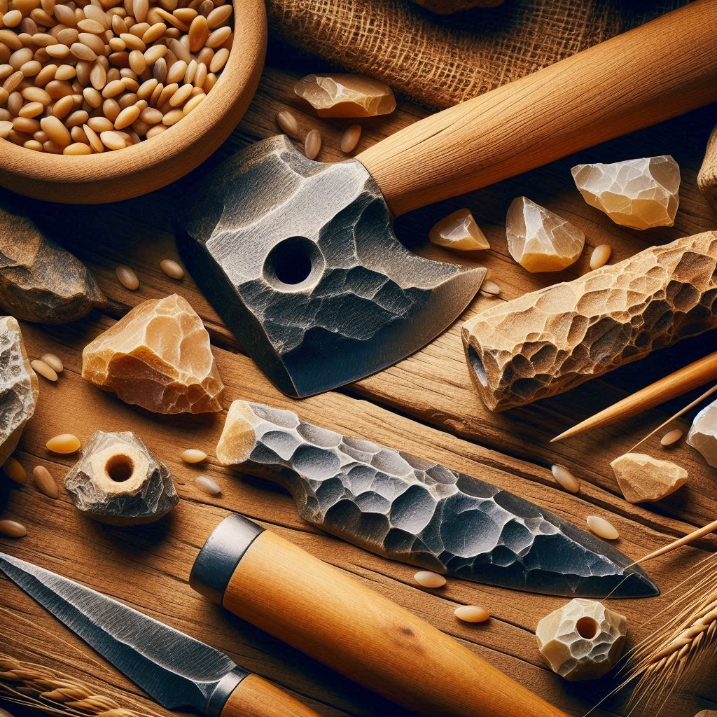 a group of knives and tools